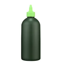 Empty Round Shape 500ml 16oz Matte Green Squeeze Plastic Bottles Twist off Cap for Olive Oil Packaging Food Oil Bottles