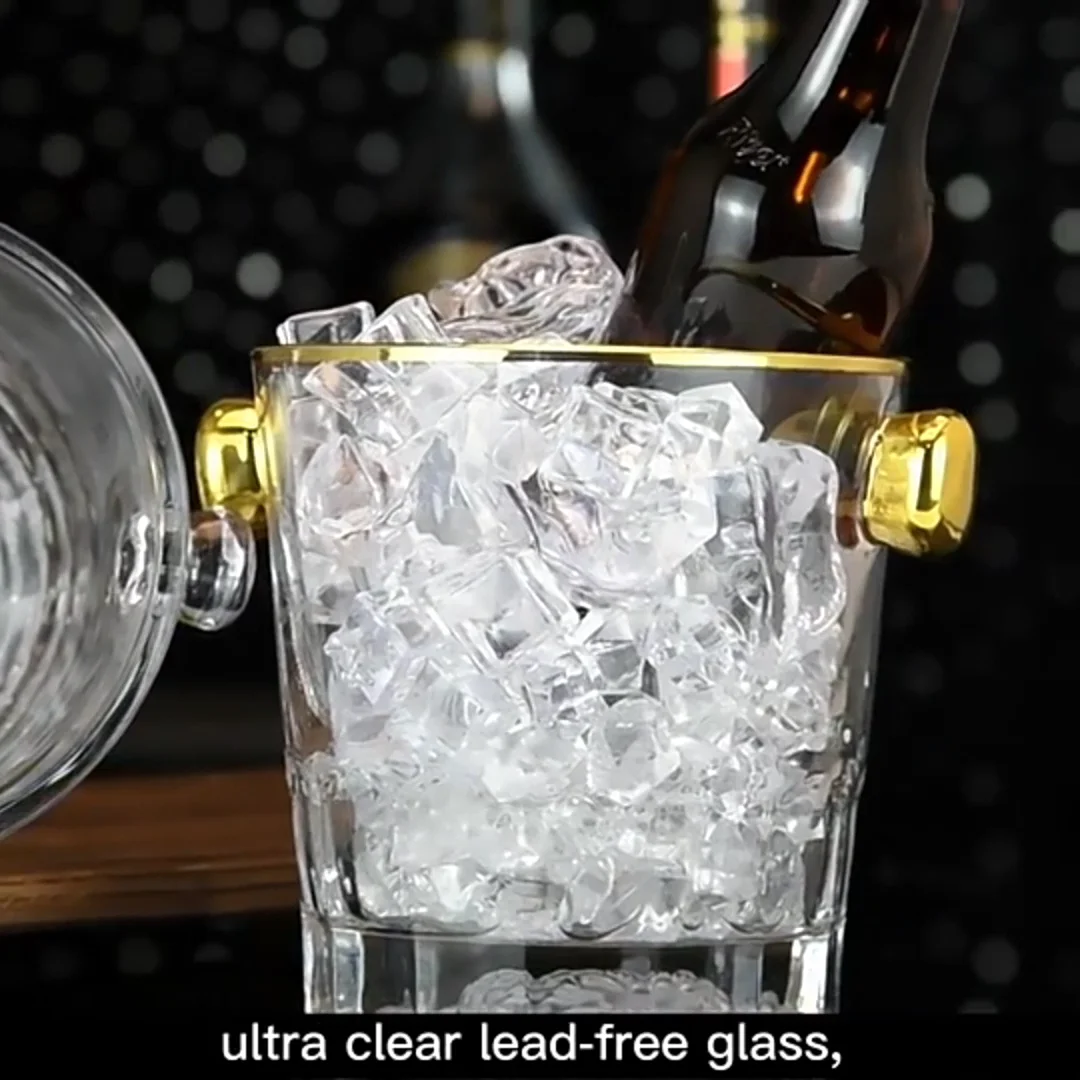 Luxury Modern Design Champagne Glass Ice Bucket With Gold Decal For ...