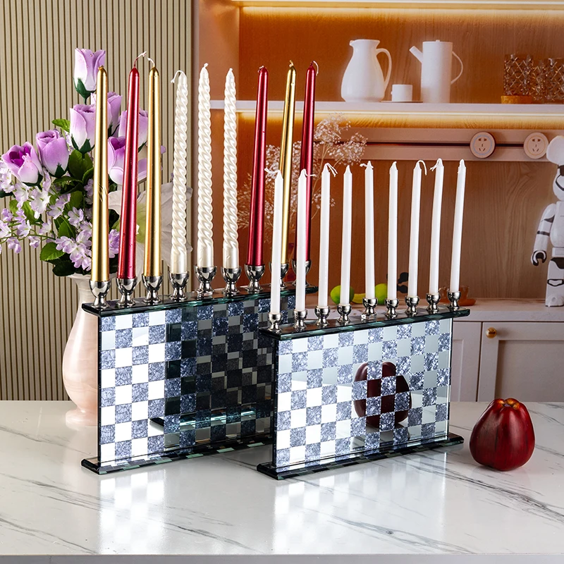 Small Bridge Silver Mirror, Various Sizes of Glass Candle Holders, Wedding Center, Home Decoration, Crystal Candle Holders