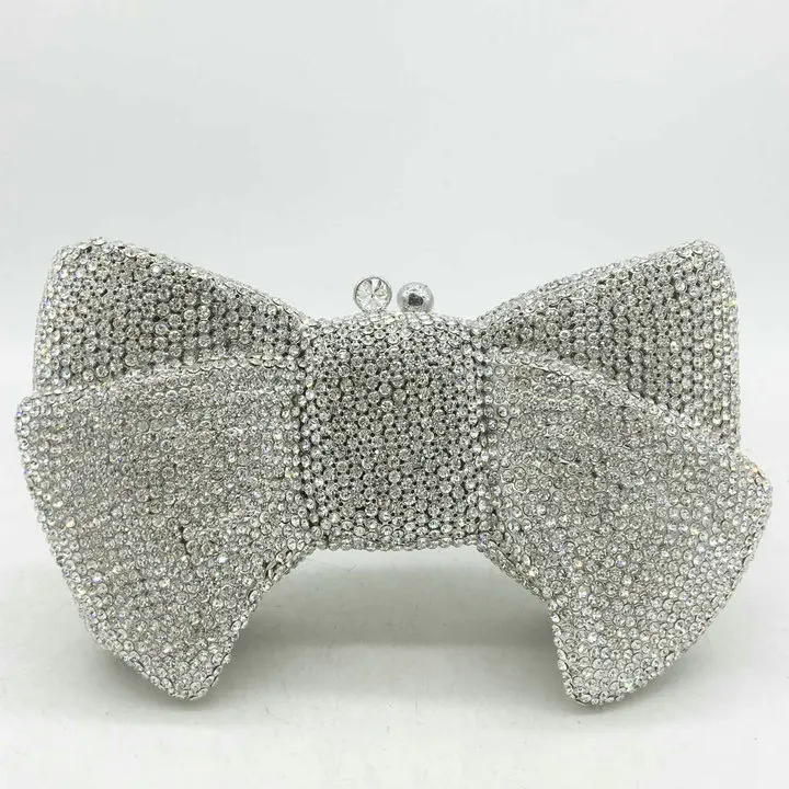 Silver Rhinestone Crystal Bow For Wedding Embellishment - PRESTIGE  CREATIONS FACTORY