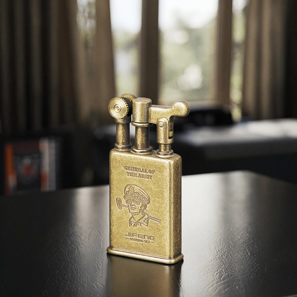 JF-006 Jifeng Vintage Brass Flint Lighter - Durable, Refillable