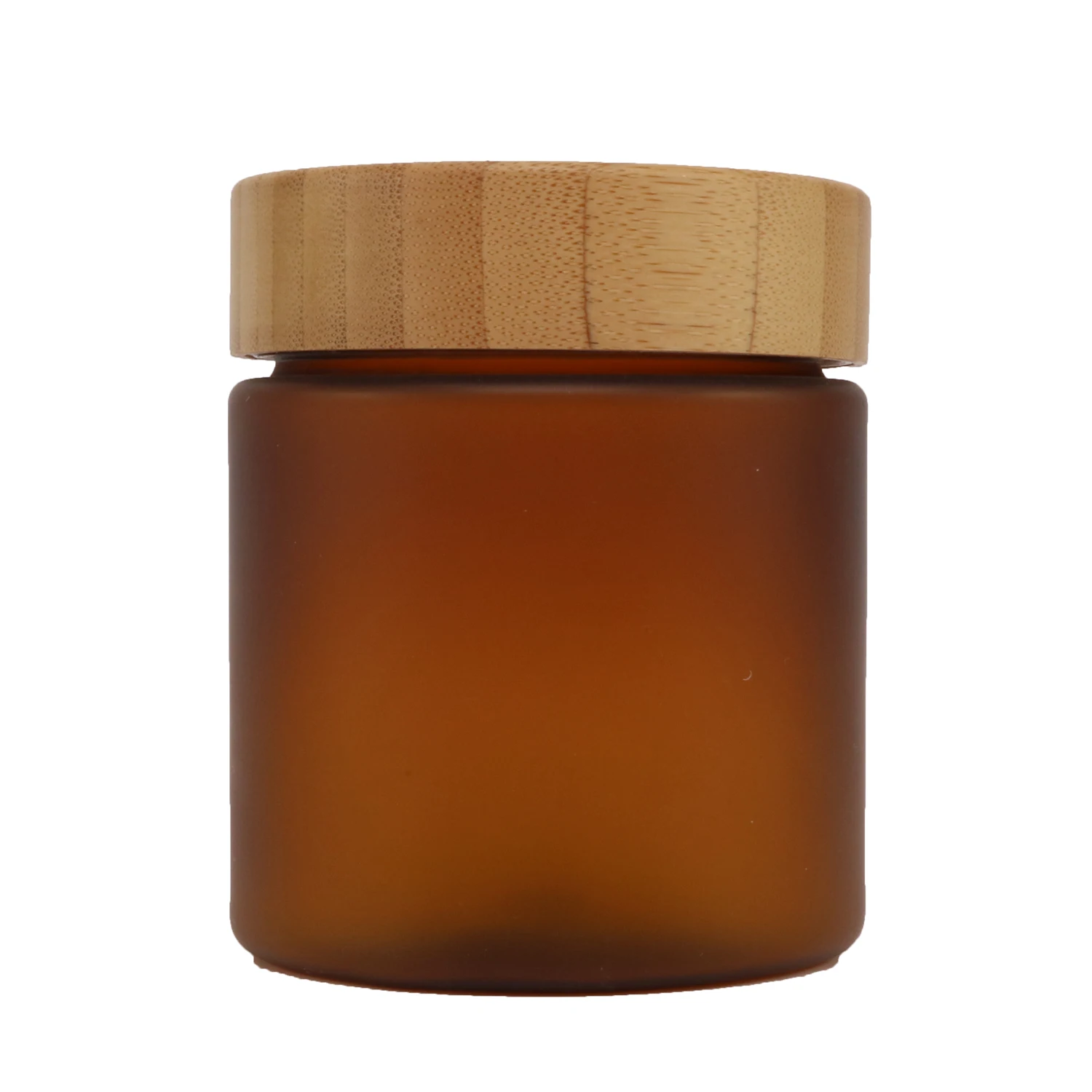 Cosmetic Jar Bamboo Lid Body Scrub BUTTER Cosmetic Cream Container 150ml 150g 250ml 5oz 8oz PET Frosted Amber Plastic Jar With Bamboo Wooden Lids