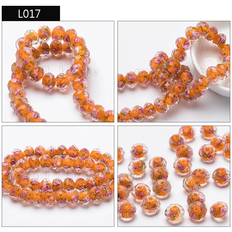 12mm Multicolor Murano Faceted Glass Lampwork Beads for Jewelry Making Diy Beads Flower Transparent Round Beads factory