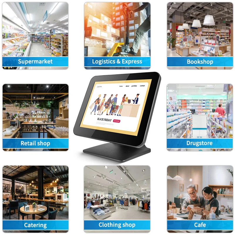 Все в одном pos система розничная продажа 15 дюймов кассовый аппарат ящик Ресторан pos машина