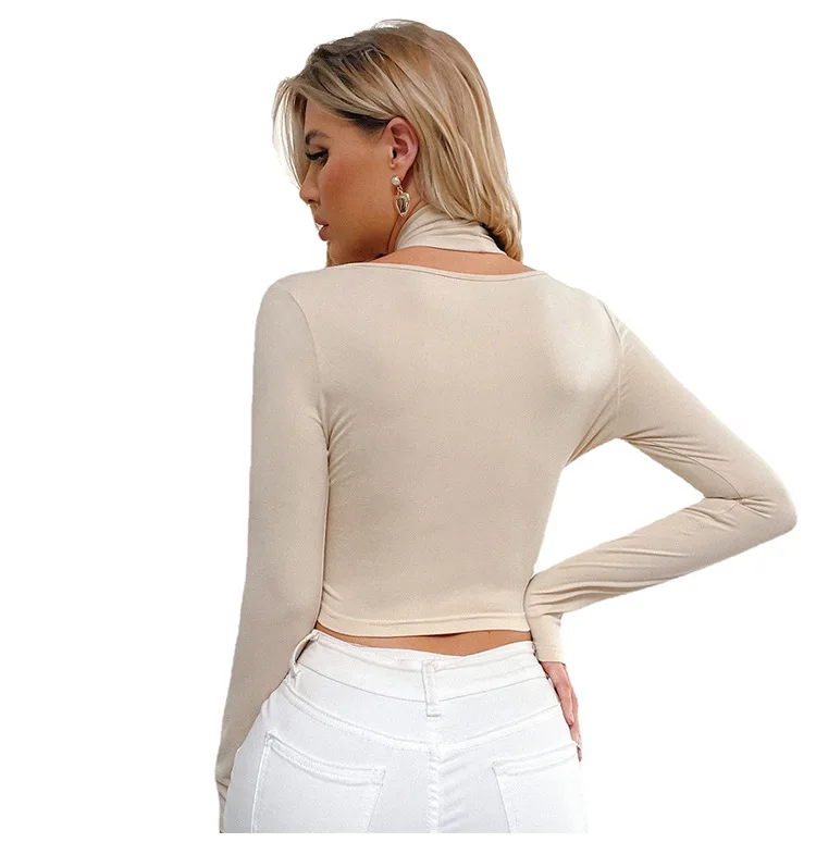Long Sleeve Crop Top Female Sexy Club T 