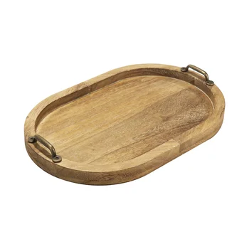 Wholesale Home Decor Vintage Oval Acacia Wood Food Storage Tray Serving Wooden Tray For Fruit