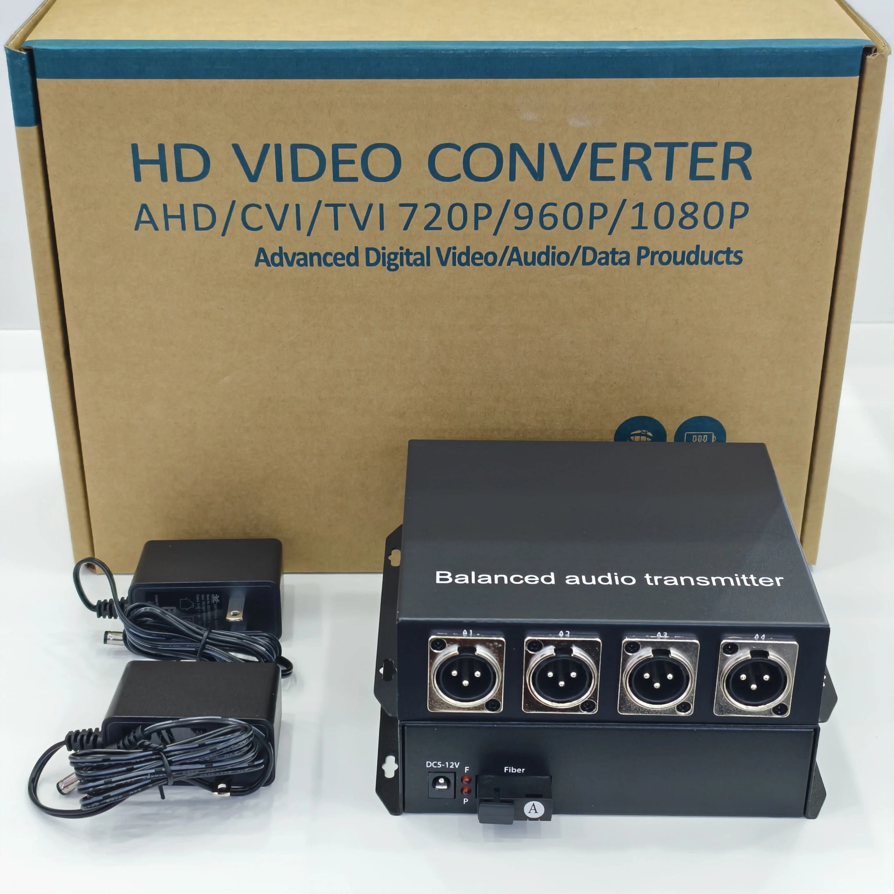 4 Channel Bi-directional XLR Audio Over Fiber Optic converter Balanced Audio Transmitter