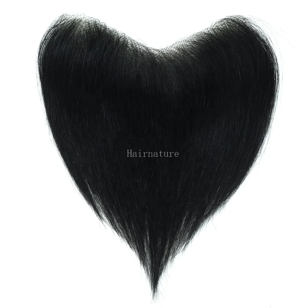 
 2.5cmx16cm, 4cm x18cm PU Thin Skin Forehead Men Toupee Human Hair Bangs Fringe for Men  