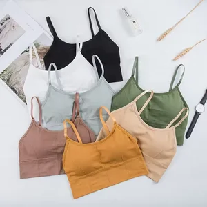 Hot Sales Sexy Sport Comfort Tube Top Bra Padded Camisole Bra for Women Seamless Bralettes Basic Solid Camisoles Crop Tank Top