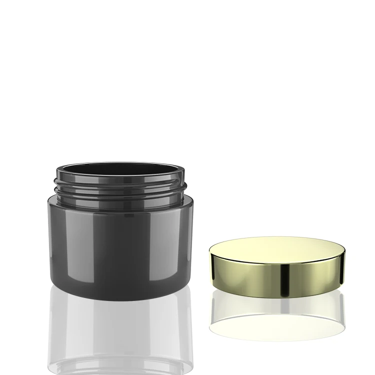 1OZ 2OZ 3OZ 4OZ 5OZ 8OZ Black and Gold Loose Powder Jars  Cosmetic Plastic Jar Matte Black PETG Jars with Rose Gold Lid
