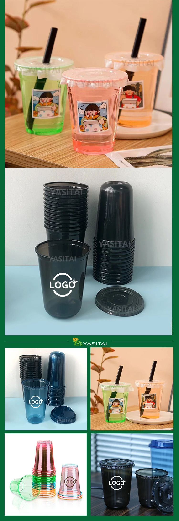Environmentally Friendly Transparent Plastic Cup Custom Logo Printed