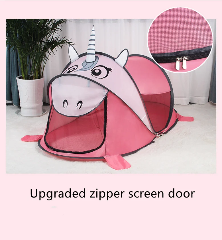 Auto pop up Unicorn dinosaur children's game house mosquito proof tent indoor and outdoor toy Castle