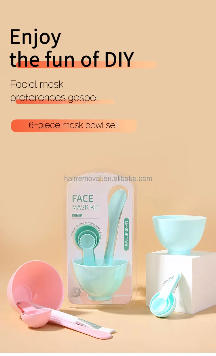 6 In 1 Cosmetic Tools Makeup Face Mask Mixing Bowl Set Mask Bowl And
