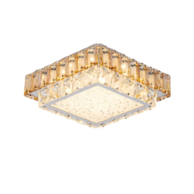 Minimalist Modern Square Round Luxury Crystal Surface Mounted Led Ceiling Lights Indoor Lighting Fixtures for Bedroom
