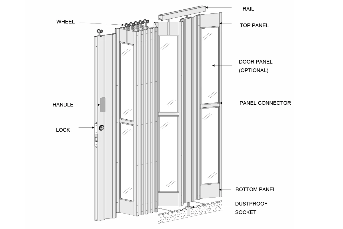 Cheap Commercial Pc Slat Accordion Door Aluminum Folding Doors ...