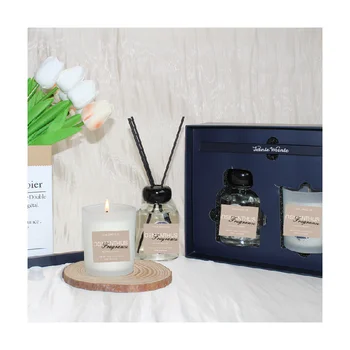Wholesale Luxury Gift Set Soy Wax Glass Scented Candles Custom Essential Oil Reed Diffuser Gift Set