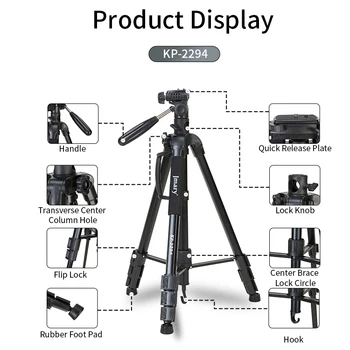 KP2294 Rotatable Center Column Aluminum Alloy Stand Axis Horizontal Monopod  Tripod for DSLR Camera detail image