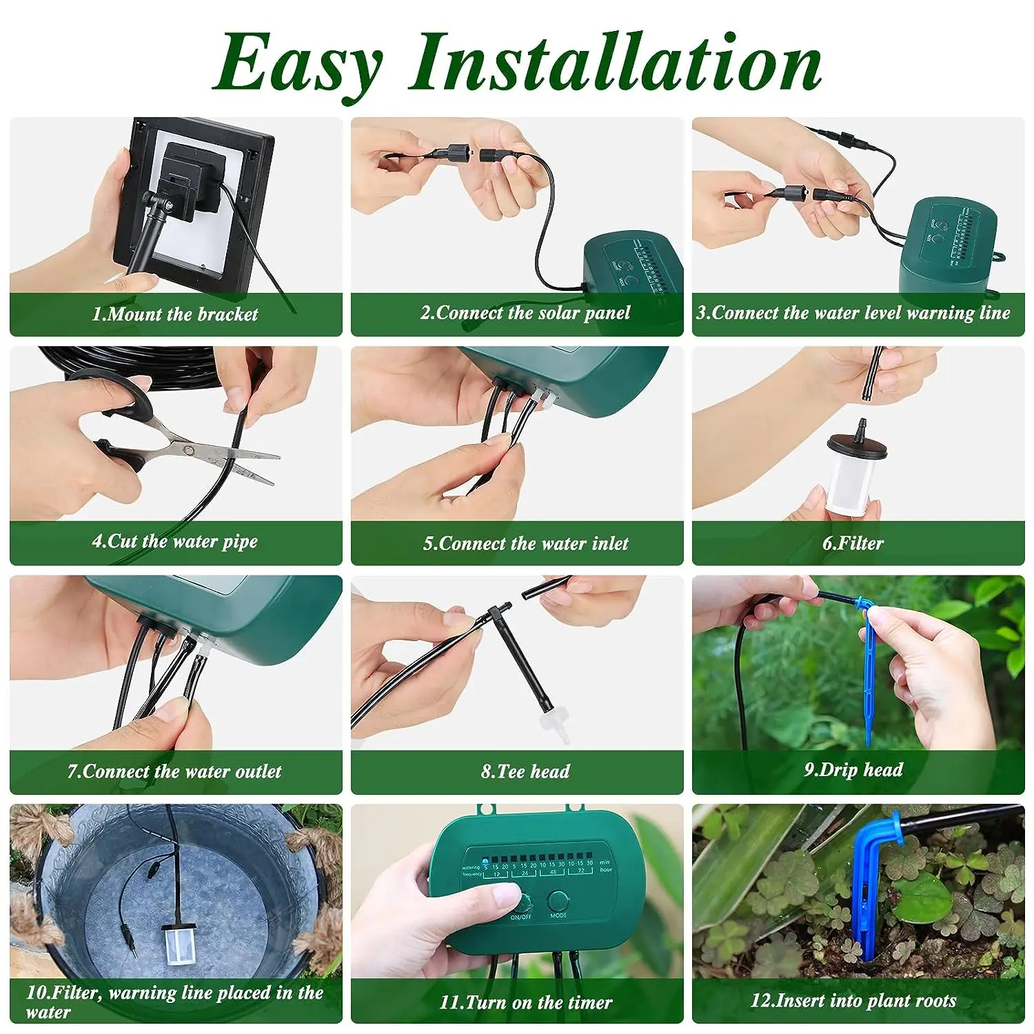 Automatic Balcony Solar Drip Irrigation Kit Indoor Garden Hydroponics ...