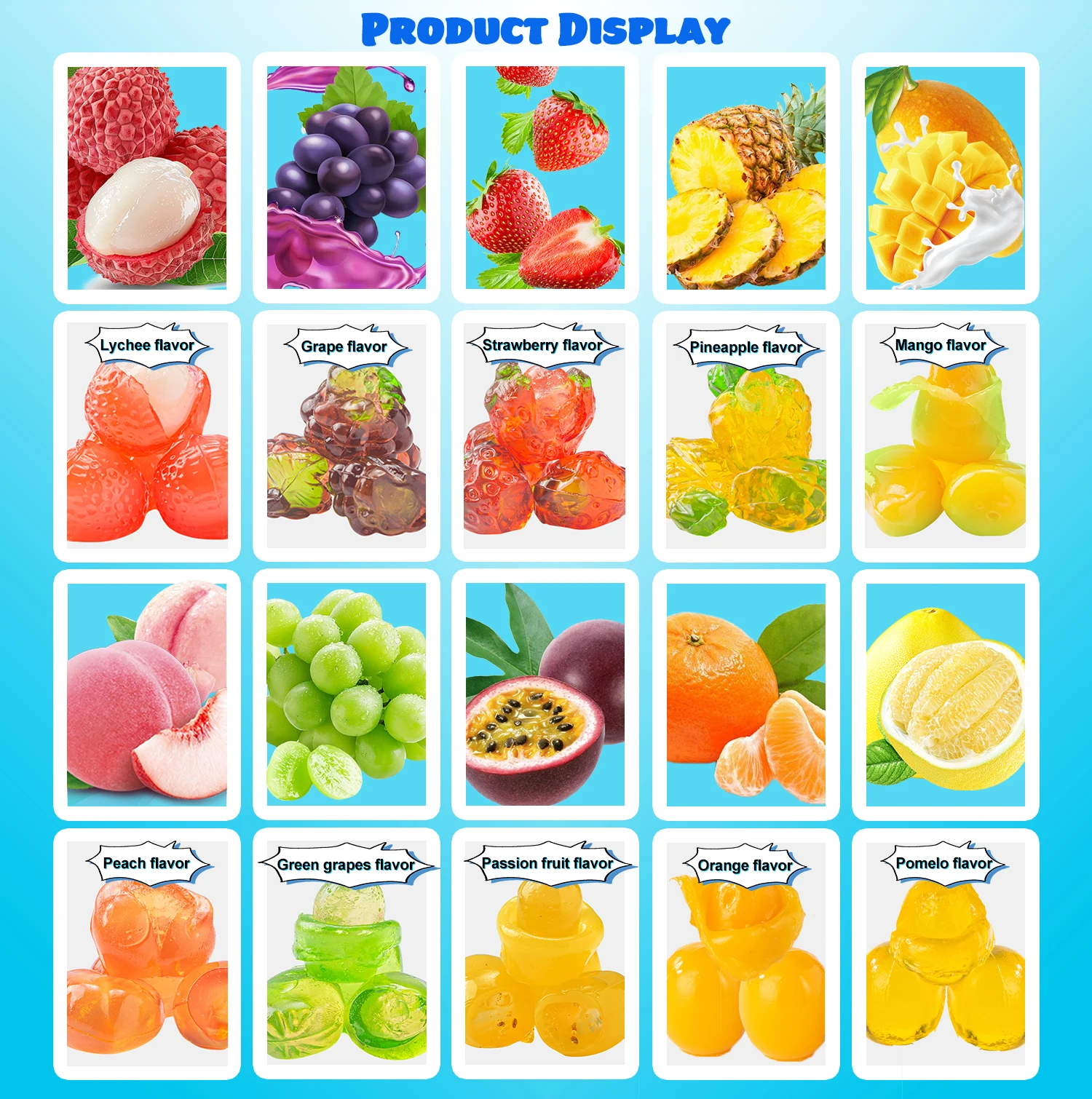 product wholesale mango gummy candy soft bonbons candy sweet halal mexican import edible gummies chinese peeling candy with bulk sweets914-1