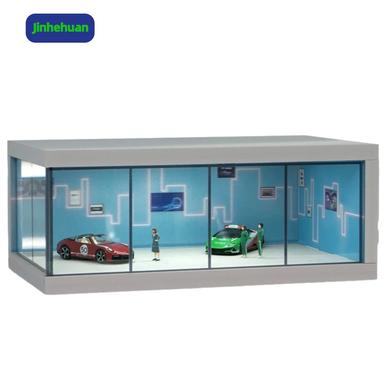 1:64 Scale Diecast Toy Casting Zinc Alloy Model Car Decoration Display Simulation Parking Garage PVC Acrylic Dust Box for Boys