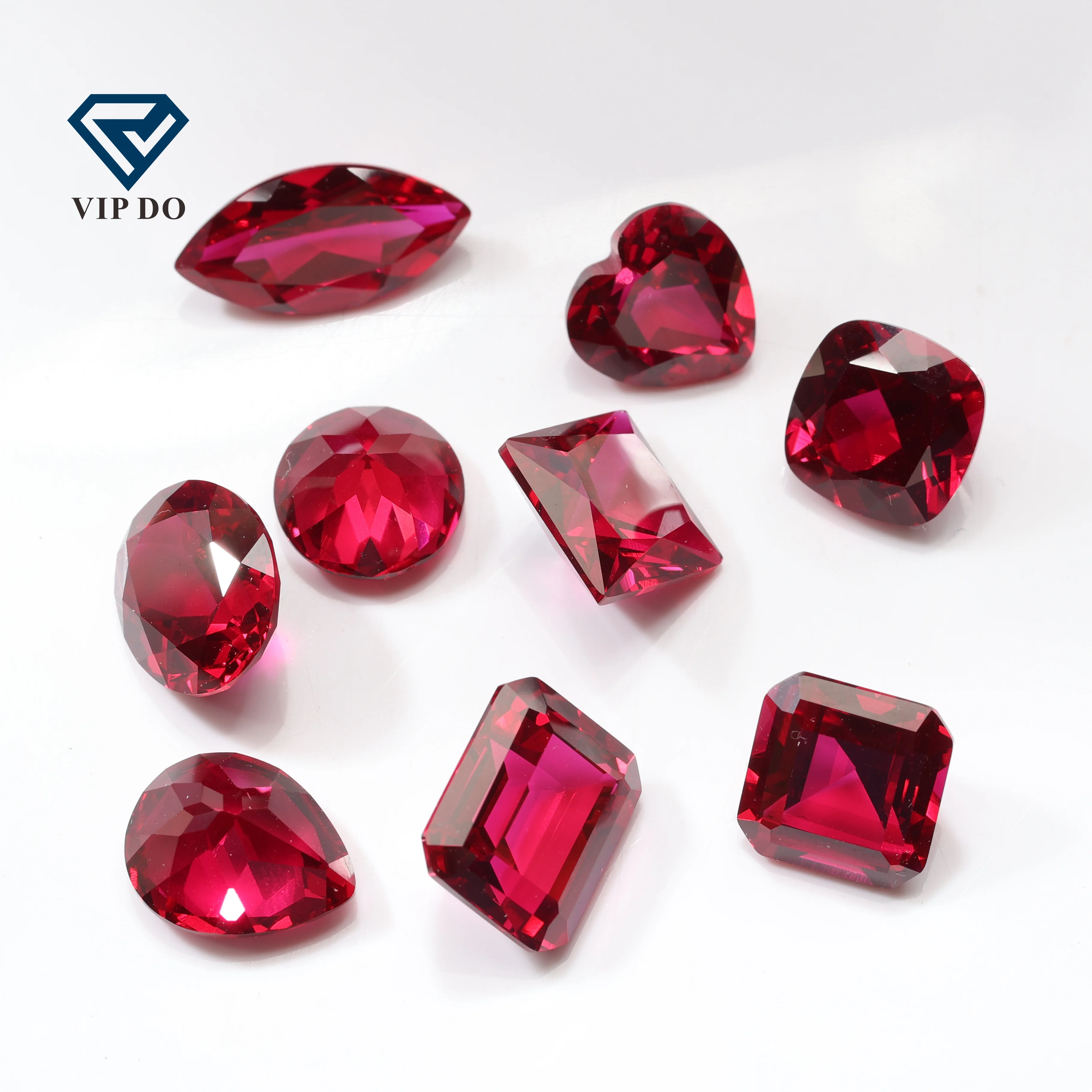 Hot Sale Synthetic Corundum Gemstones Square Cut Corner 2*2mm-8*8 mm 8#  Dark Red Loose Corundum Stone Ruby for Jewelry Making - Main Image