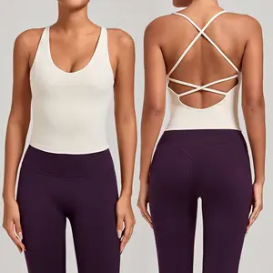 New Sexy Cross Back Open Back Sports Gym Fitness Wear Women Yoga Bra Top