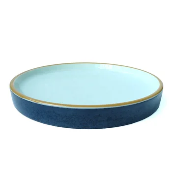 Restaurant Dinnerware Two Tone color  blue white 8 Inch Pasta Serving Melamine Plate