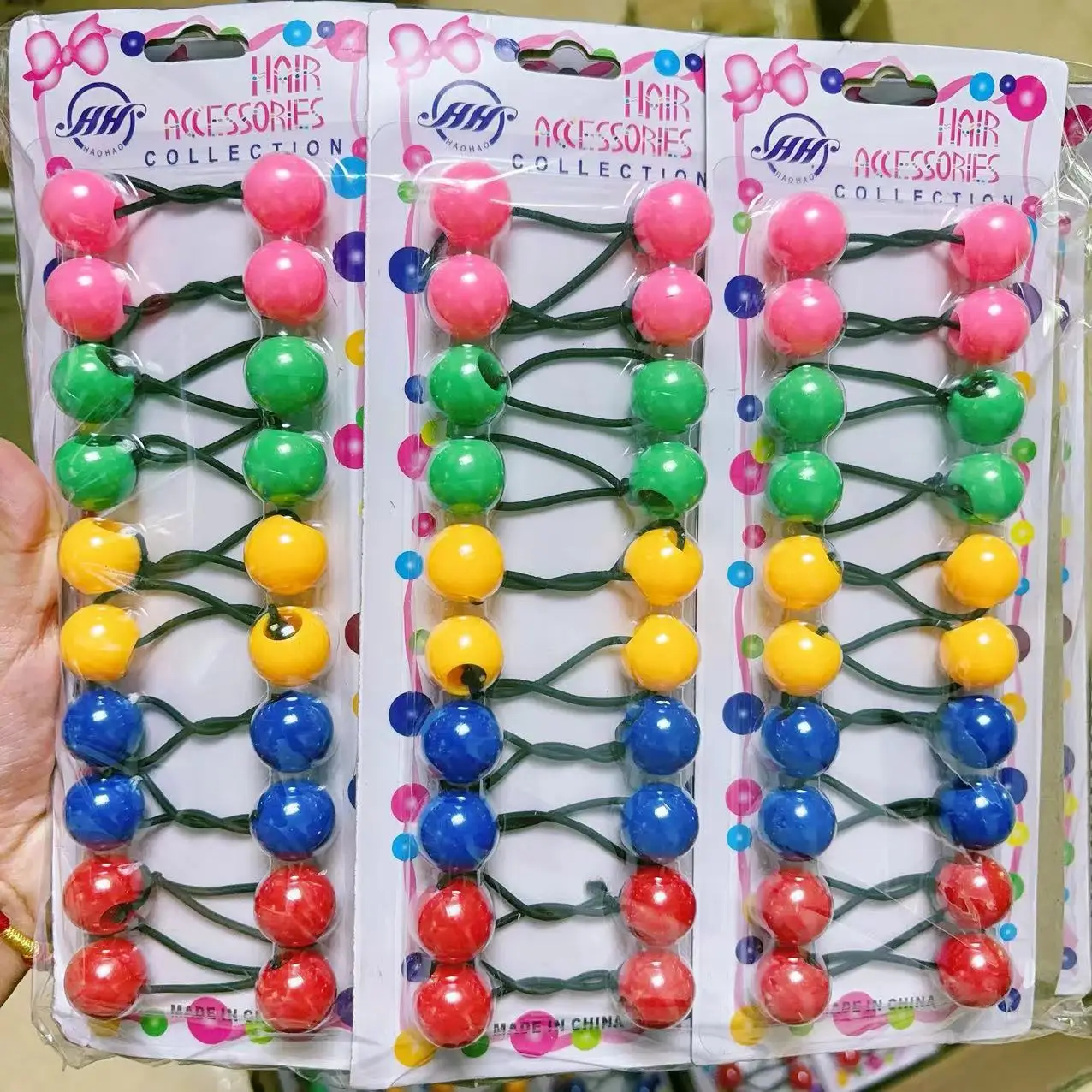 MYLULU Mixed Color Small Knocker Ball Hair Ties Band Elastic Hair Rubber Bands Ponytail Holder