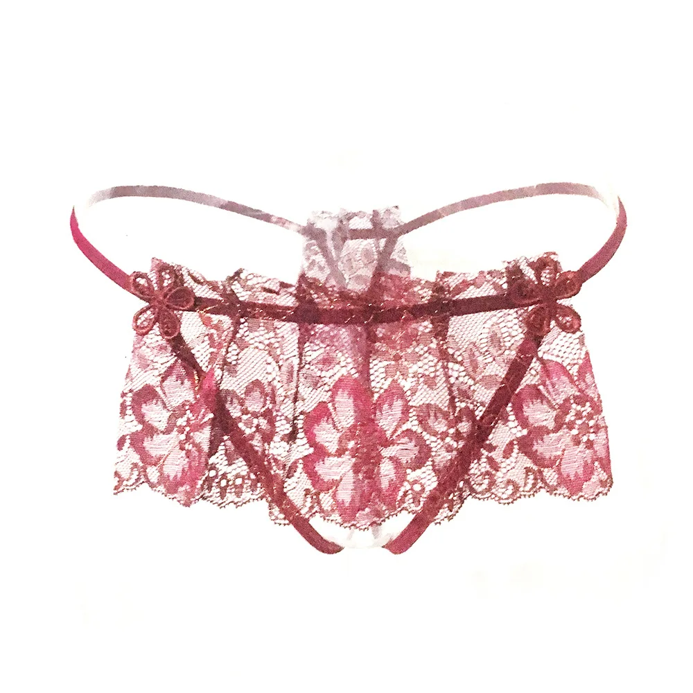 Ladies Open Crotch Lingerie Sexy Lace Low Waist Panties Temptation See-through Thong Ladies Open Crotch Lingerie Sexy Lace Low Waist Panties Temptation See-through Thong