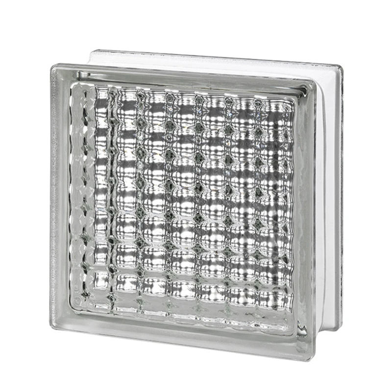 8"*8"*3" Cloudy/Parallel/Wave Pattern Decorative Building Craft Clear Transparent Crystal Hollow Glass Brick Block Wholesale