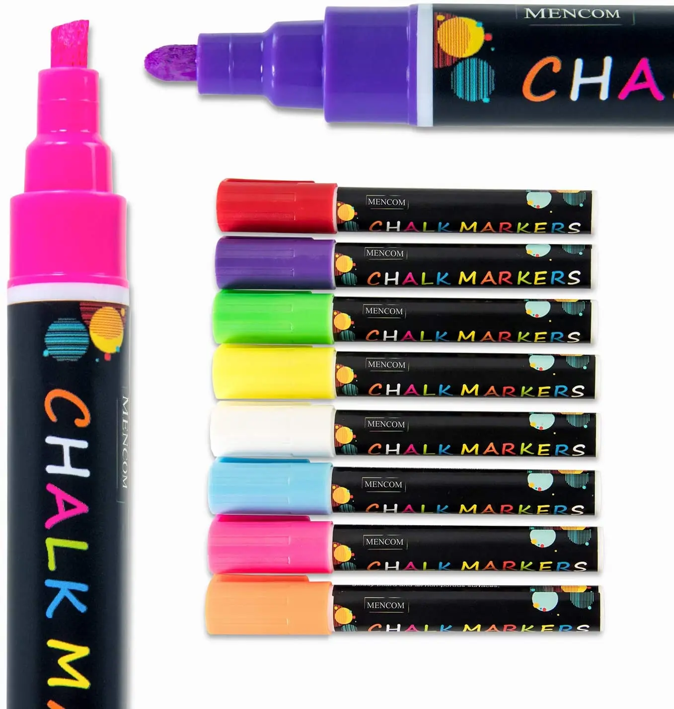 MENCOM Mencom Liquid Chalk Markers, Set of 30 Colored Chalk