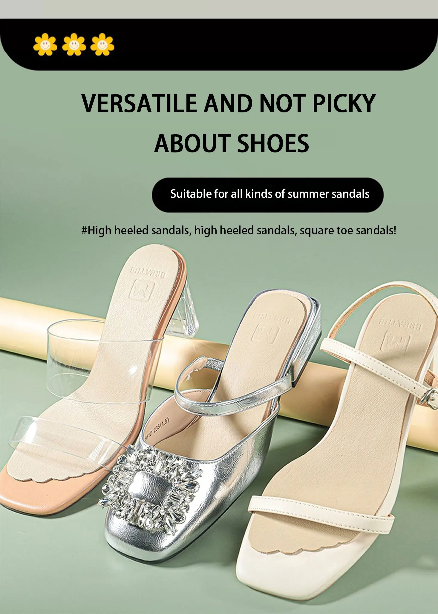 Leather Summer Sandal Replacement Insoles Self Adhesive Pads