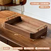Large all-black walnut tray with handles, 40*25*5.4cm