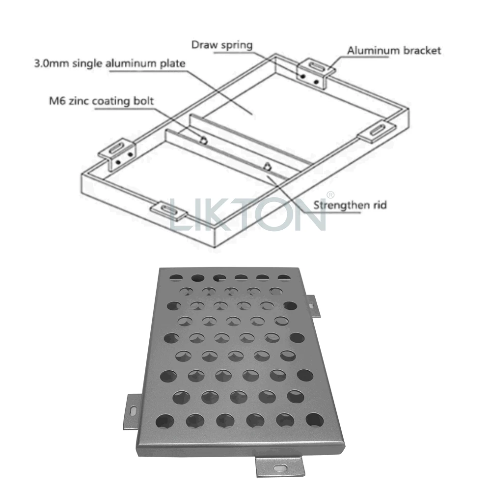 Decorative Metal Wall Cladding Perforated Facade Panel Curtain Wall
