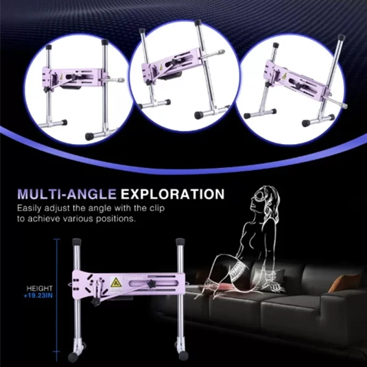 Máquina de musculação Hismith Premium 4.0 Pro, elegante e roxa, com motor de 100W, luz LED, caixa de controle 3 em 1 e sistema KlicLok._voghion.com