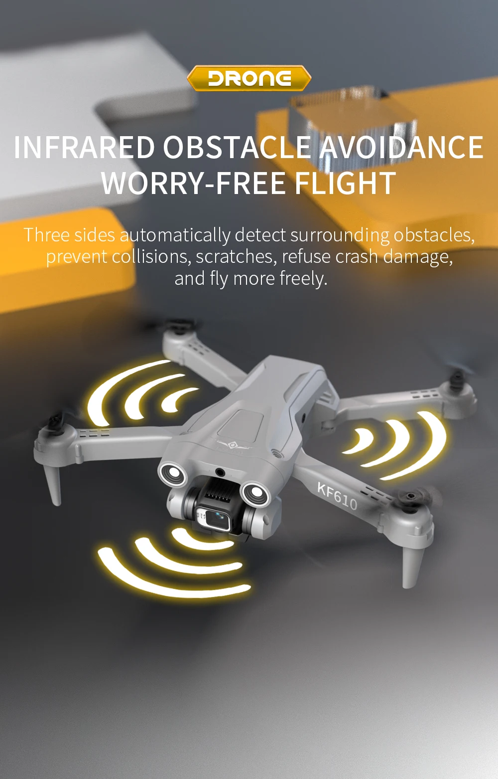 New Kf610 Rc Drone Infrared Obstacle Avoidance 4k Dual Camera Wifi Fpv ...