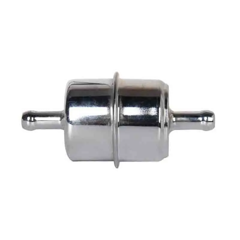 Fuel Filter 3/8" InLine Hose Chrome Canister Carbureted High Flow for Chevy Ford Other Auto Parts