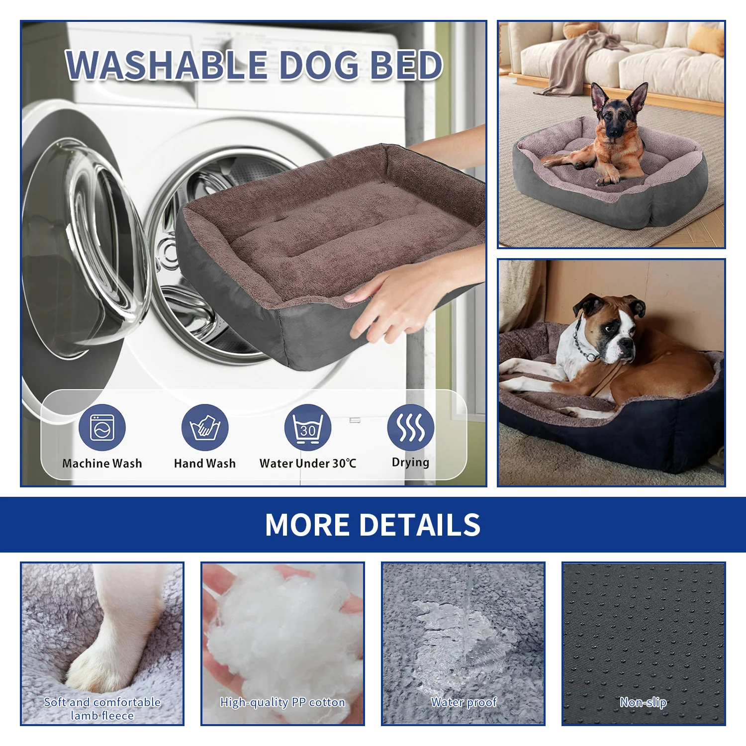 Custom made luxury fluffy calming washable big xl xxl heavy duty extra large pet dog bed for large dogs factory