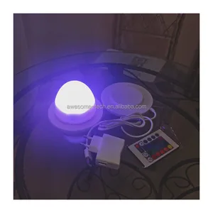 Portable LED Light Fixture RGB Spare Replacement Lights Waterproof Induction Charging ABS Body Remote White for Hotel Use