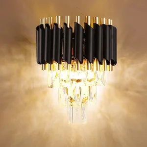 Modern Luxury Gold Crystal Wall Lamp E14 Decorative Light for Indoor Home Lighting Fixtures for Bedroom Living Room Study