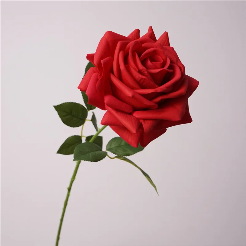 New Arrival Wedding Flower Decor Artificial Turkish Rose Flower Real Touch Roses High Quality Autumn Pink Latex Rose Medium Size
