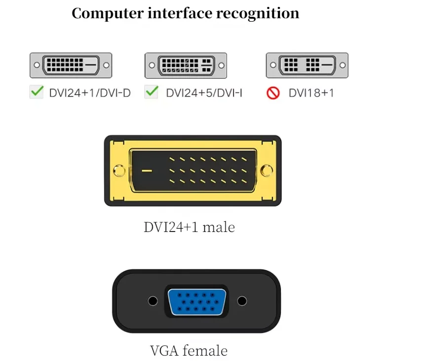 Gold Plated 1080p Dvi D To Vga Adapter Dvi 24 1 25 Pin Male To 15 Pin