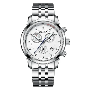 Olika Customizable Men's Stainless Steel Quartz Watches Multifunctional Business Style Waterproof 40mm Dial 20mm Pointer
