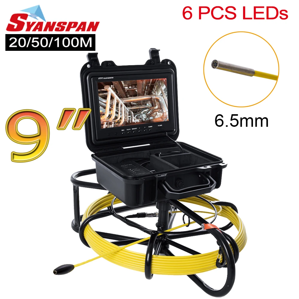 Factory 6.5MM Pipe Inspection Camera IP68 Waterproof with 6 High Bright LEDs Lights 