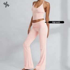 Women's XL Gym Yoga Pants Custom High Waist Stretch Scrunch Butt Lift V Back Leggings Elastic Waist Closure Pockets Spandex Set