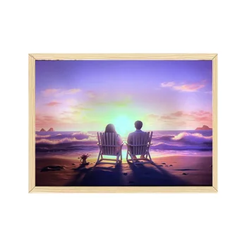 Hot sale lover Valentine's Day painting Living Room LED lights changeable mode acrylic wooden picture size A5 digital photo fram