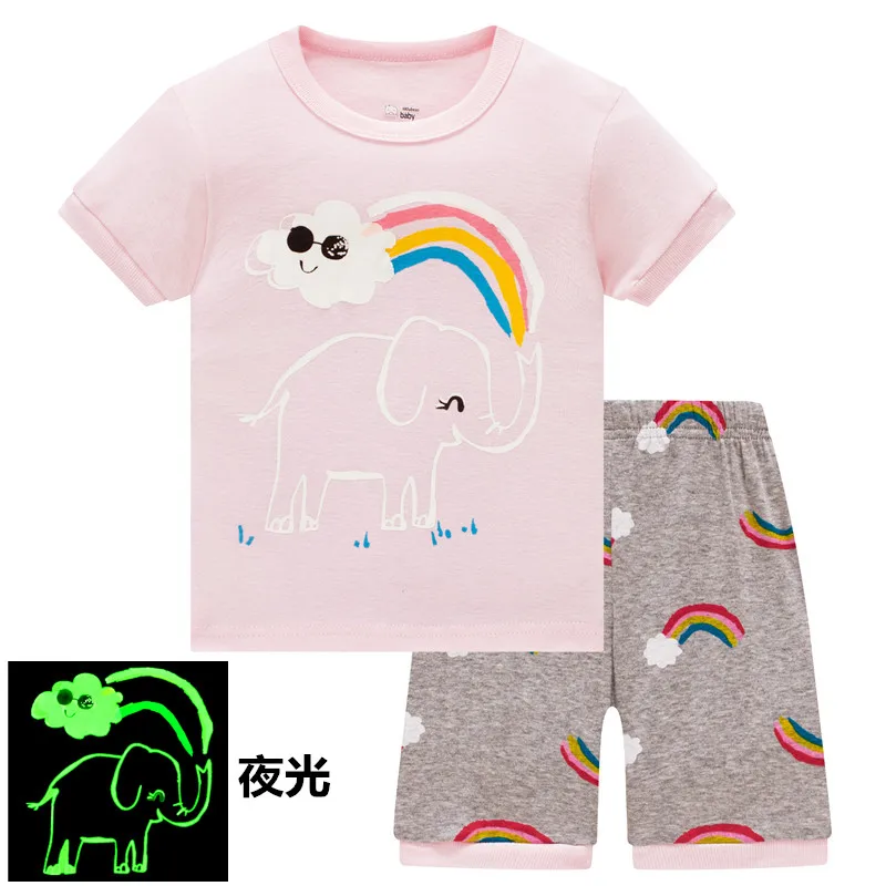 Kids Short Sleeve Sleepwear Summer Pajamas Animals Cotton Mesh