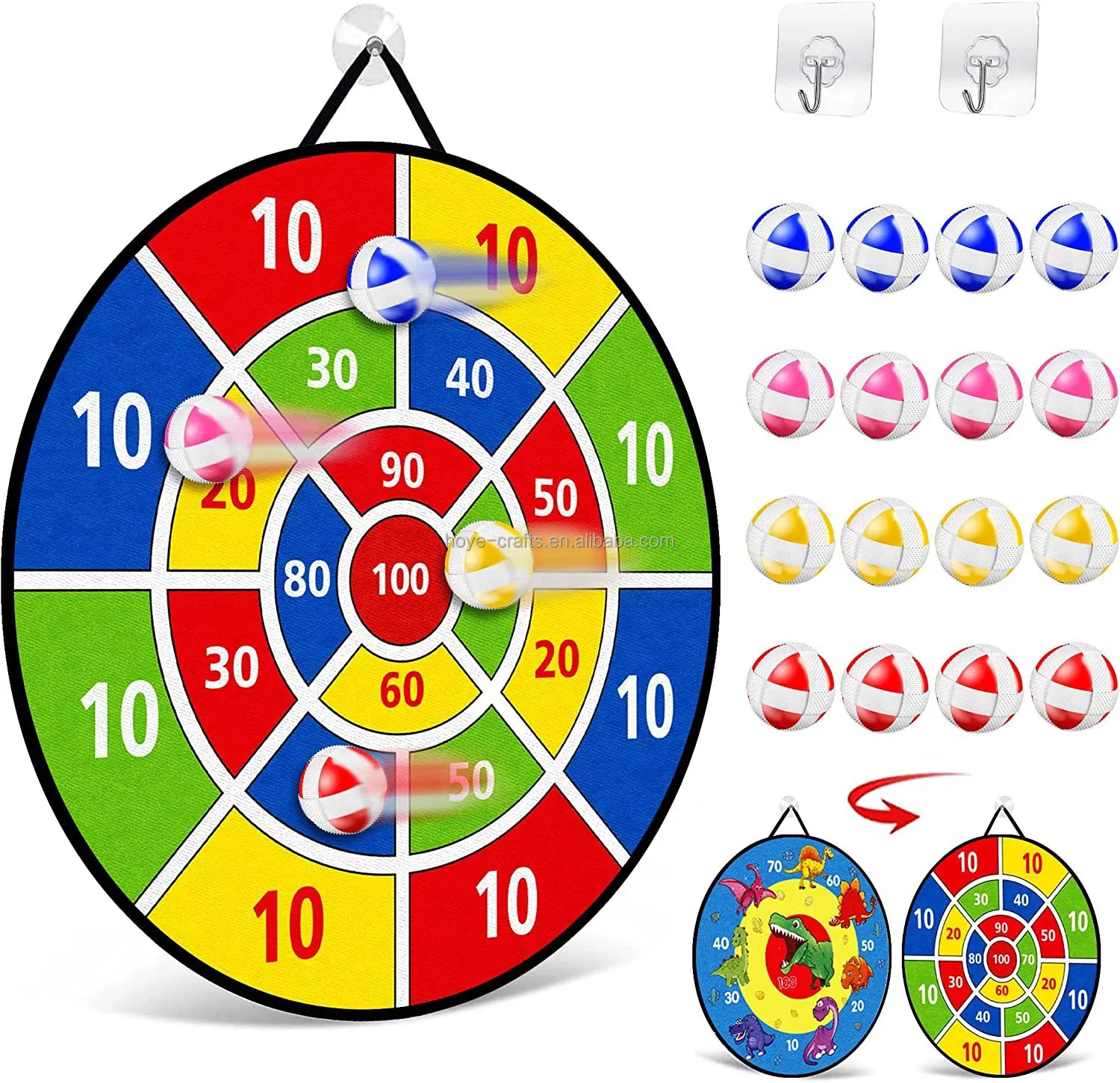 Indoor Party Game Large Dart Board Folding Felt Toy Double Sided Dart ...