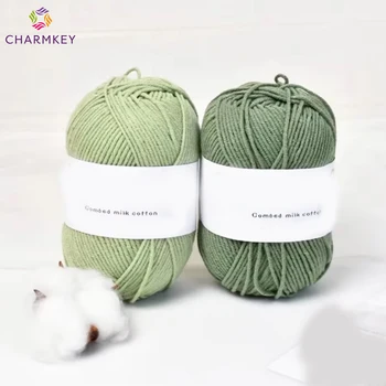 Fil à Tricoter En Coton Au Lait, 10 Pièces, Fil Doux Et Chaud Pour Tricoter à La Main, Fils Au Crochet Peignés, Ligne De Laine Pour La Main