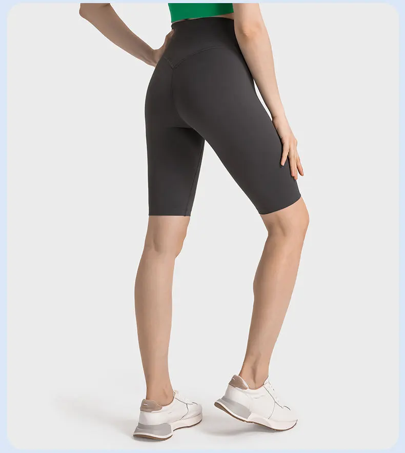 Lulu No Camel Toe celana pendek wanita, celana legging Gym latihan perut  angkat perut pinggang tinggi saku samping, celana Biker jari kaki 2024